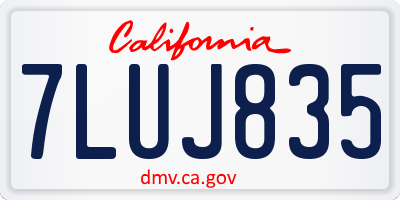 CA license plate 7LUJ835