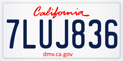 CA license plate 7LUJ836
