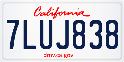 CA license plate 7LUJ838