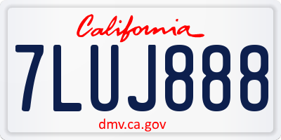CA license plate 7LUJ888
