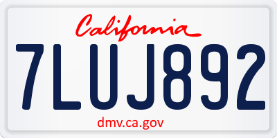 CA license plate 7LUJ892