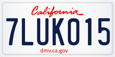 CA license plate 7LUK015