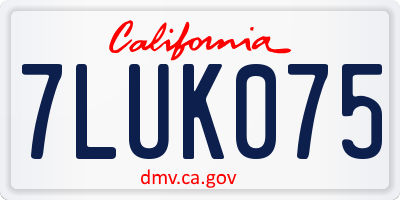 CA license plate 7LUK075