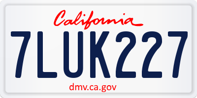 CA license plate 7LUK227