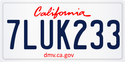 CA license plate 7LUK233