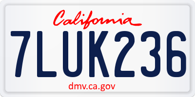 CA license plate 7LUK236