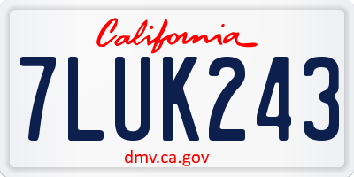 CA license plate 7LUK243