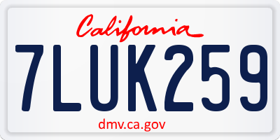CA license plate 7LUK259