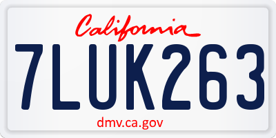 CA license plate 7LUK263