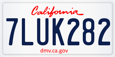CA license plate 7LUK282