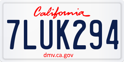 CA license plate 7LUK294
