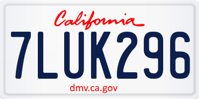 CA license plate 7LUK296