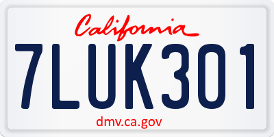 CA license plate 7LUK301