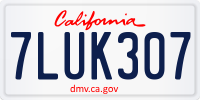 CA license plate 7LUK307
