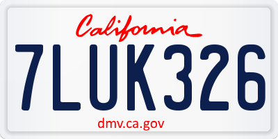 CA license plate 7LUK326