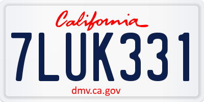 CA license plate 7LUK331