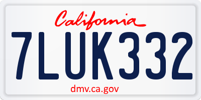 CA license plate 7LUK332