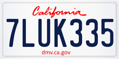 CA license plate 7LUK335