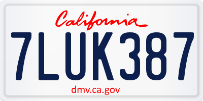 CA license plate 7LUK387