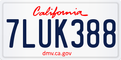 CA license plate 7LUK388