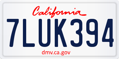 CA license plate 7LUK394