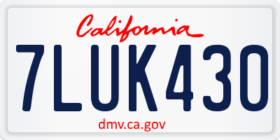 CA license plate 7LUK430