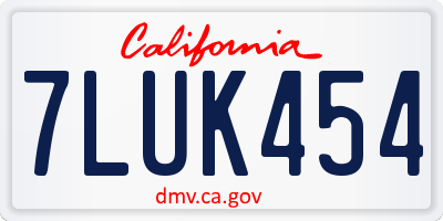 CA license plate 7LUK454