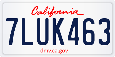 CA license plate 7LUK463