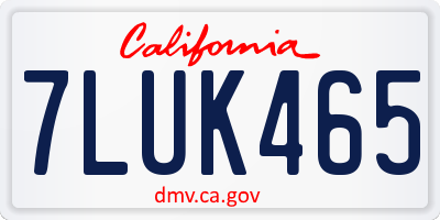 CA license plate 7LUK465