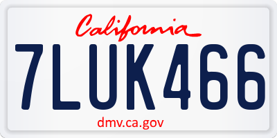 CA license plate 7LUK466