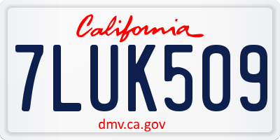 CA license plate 7LUK509