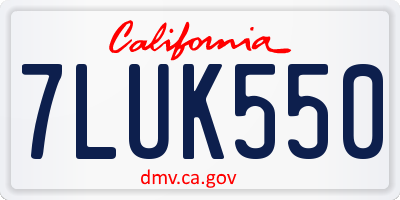 CA license plate 7LUK550