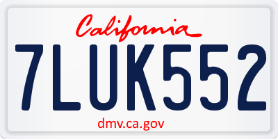 CA license plate 7LUK552