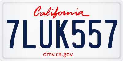 CA license plate 7LUK557