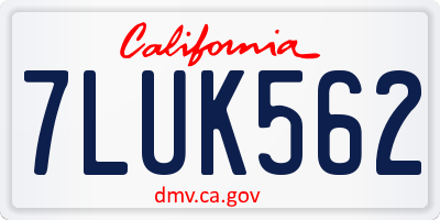 CA license plate 7LUK562