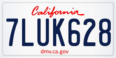 CA license plate 7LUK628