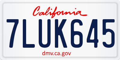 CA license plate 7LUK645