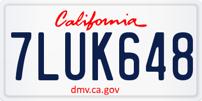 CA license plate 7LUK648