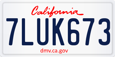 CA license plate 7LUK673