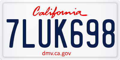 CA license plate 7LUK698