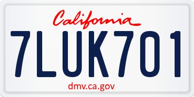 CA license plate 7LUK701