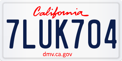 CA license plate 7LUK704