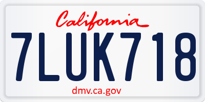 CA license plate 7LUK718