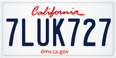 CA license plate 7LUK727
