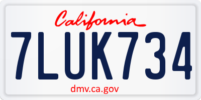 CA license plate 7LUK734