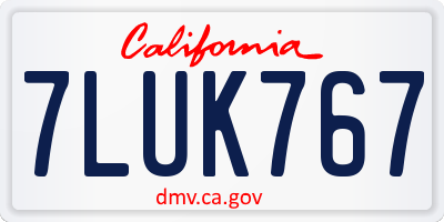 CA license plate 7LUK767