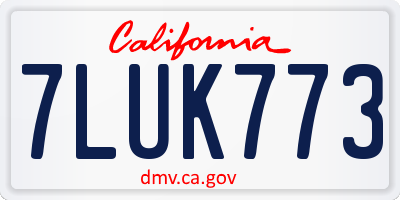CA license plate 7LUK773