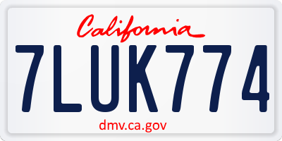 CA license plate 7LUK774