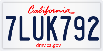CA license plate 7LUK792