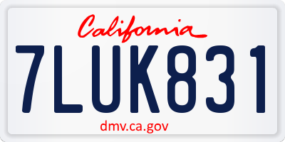 CA license plate 7LUK831